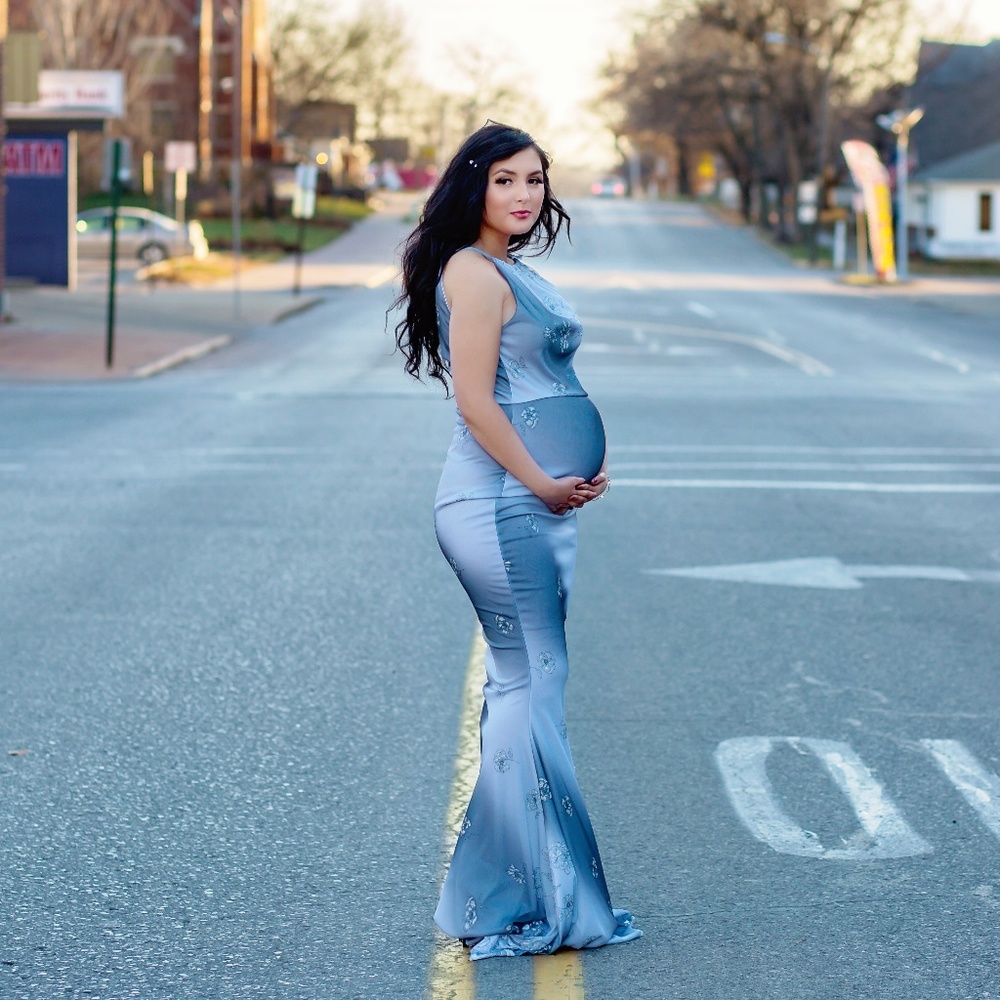 Multi-tone Silver Maternity Gown